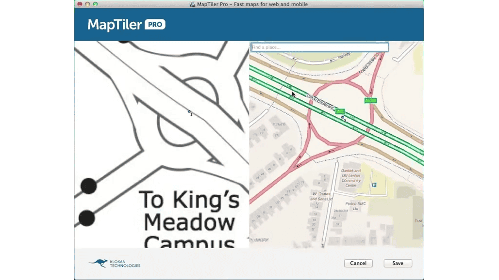Visual georeferencing in MapTiler Engine