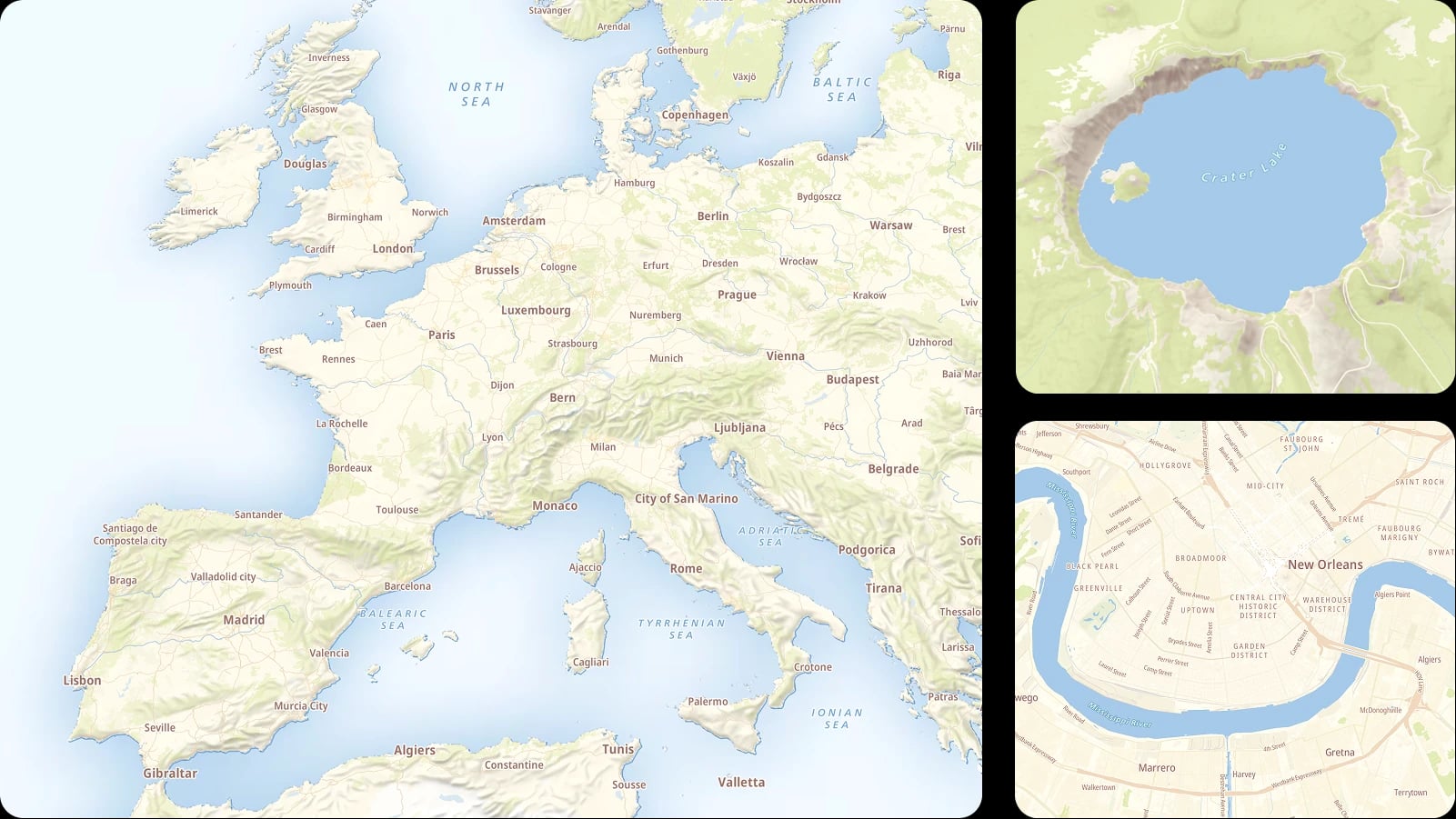 Landscape map of the entire world