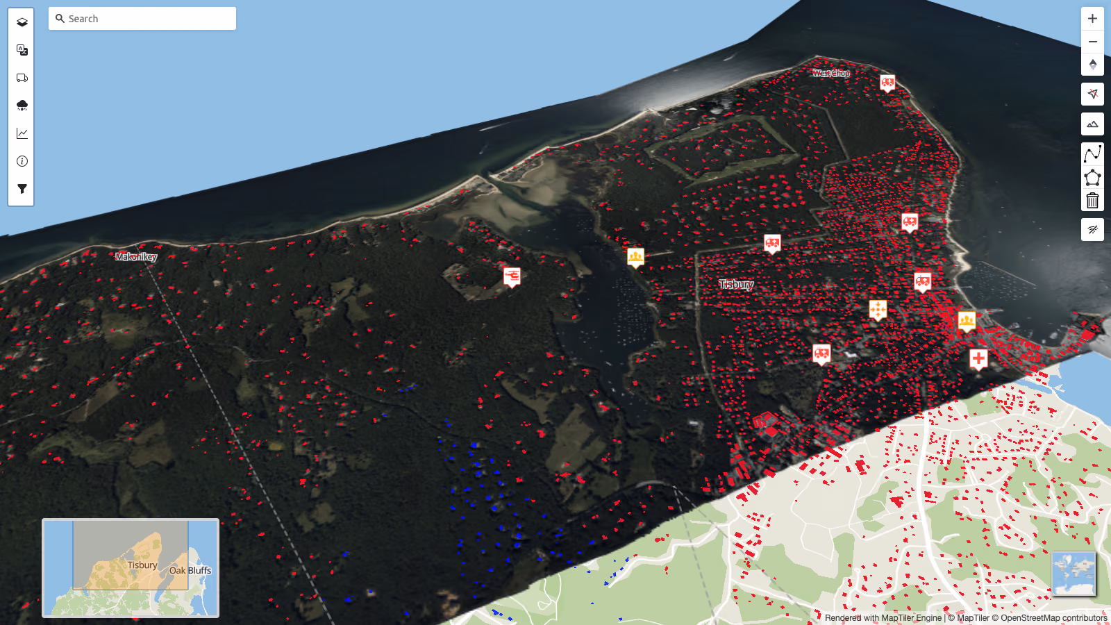 Custom natural disaster map portal built with MapTiler SDK