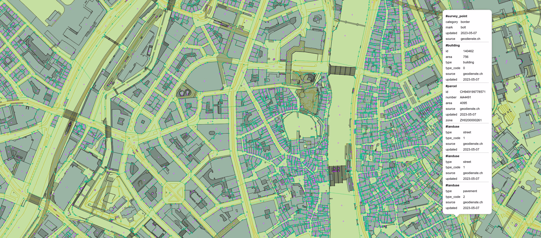 schema: cadastre data with attributes