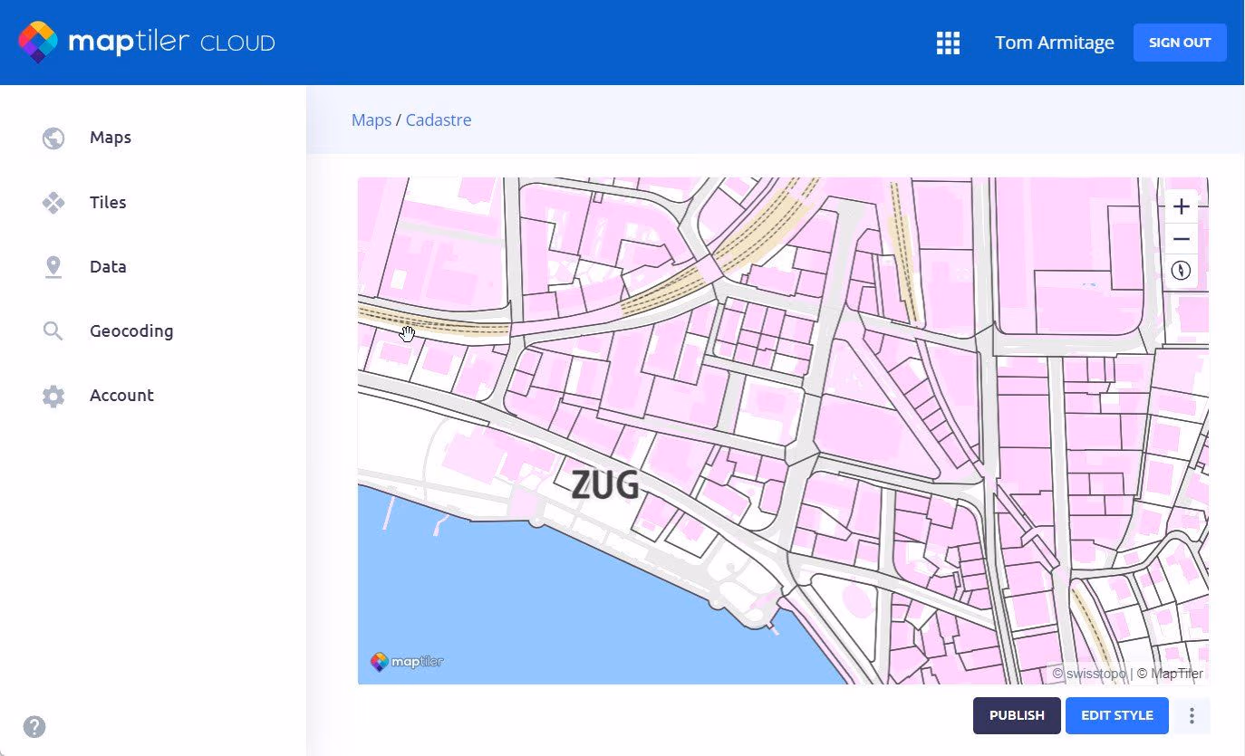 Cadastre map style in MapTiler Cloud