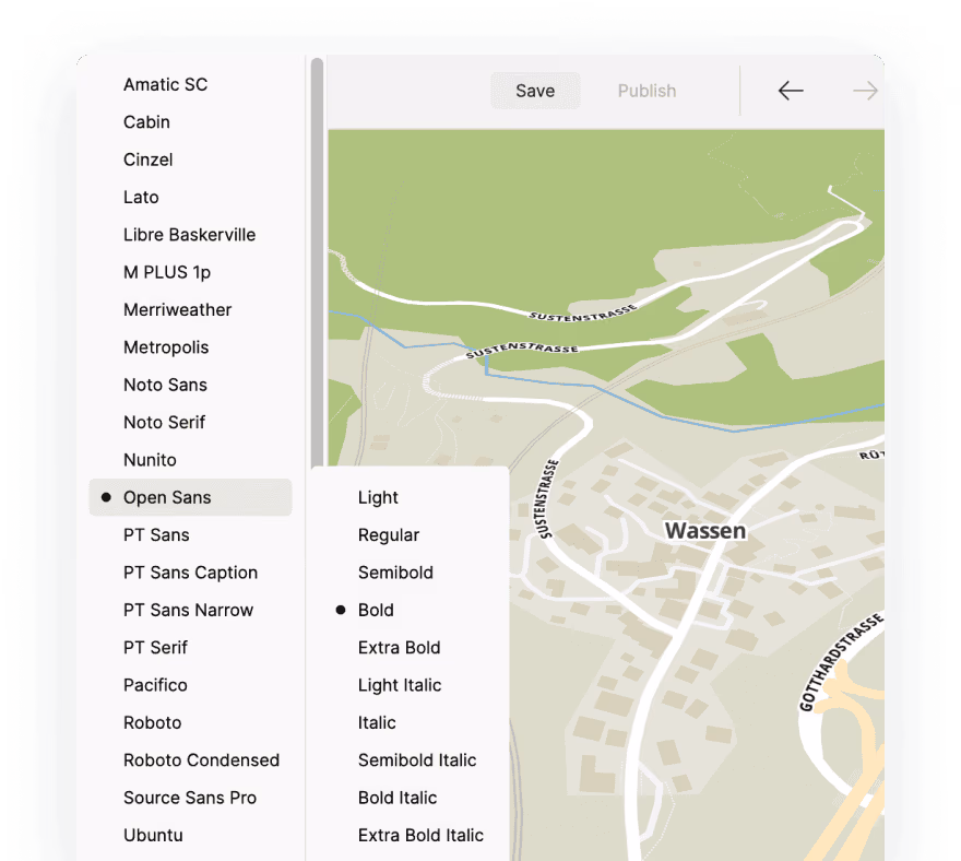 MapTiler Cloud customize Fonts for your map