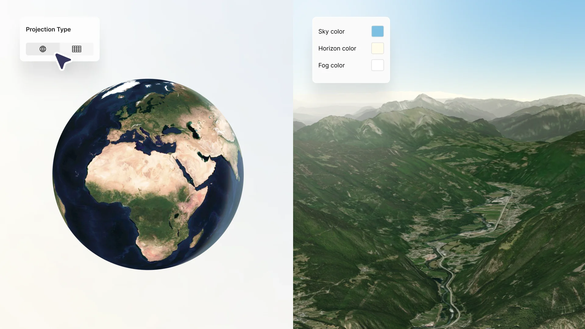 3d globe projection atmosphere adjustments