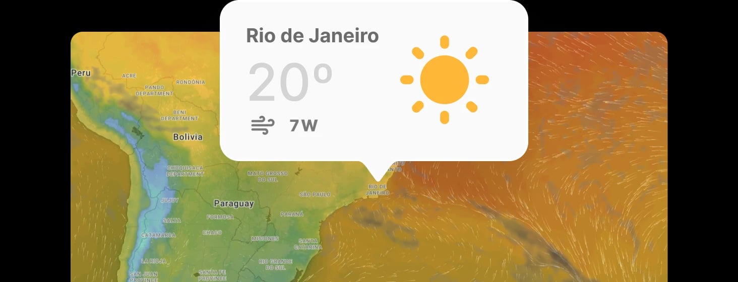 Weather shown by developer of maps
