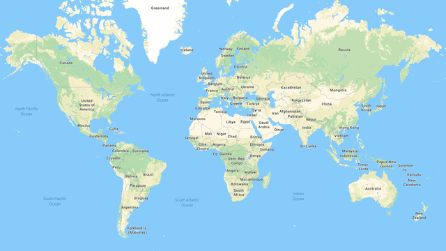 Streets map of the world