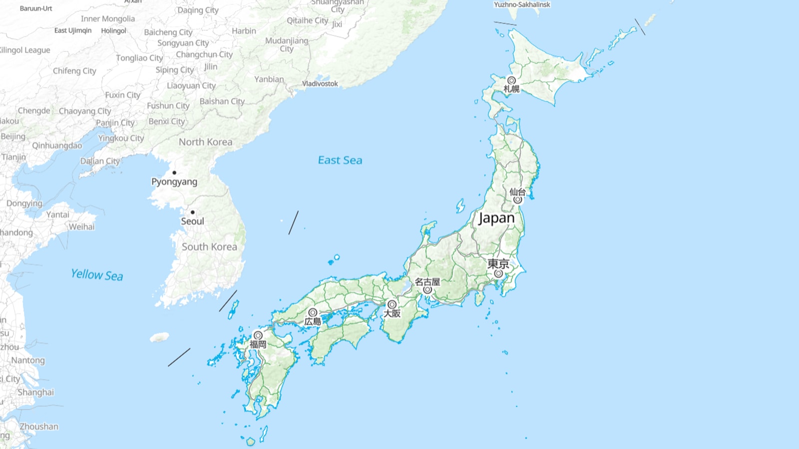 MapTiler's Japan map style with data from GSI and MapTiler Planet