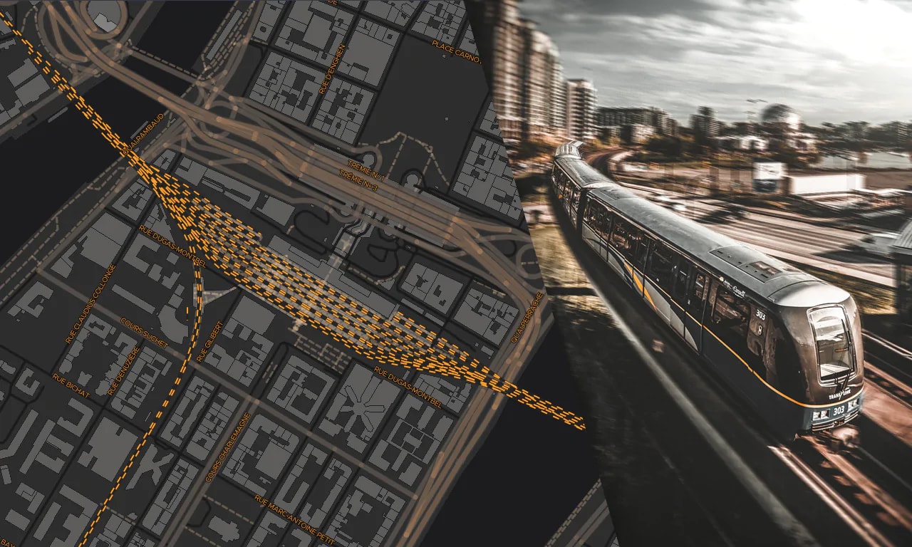 branded map with a train
