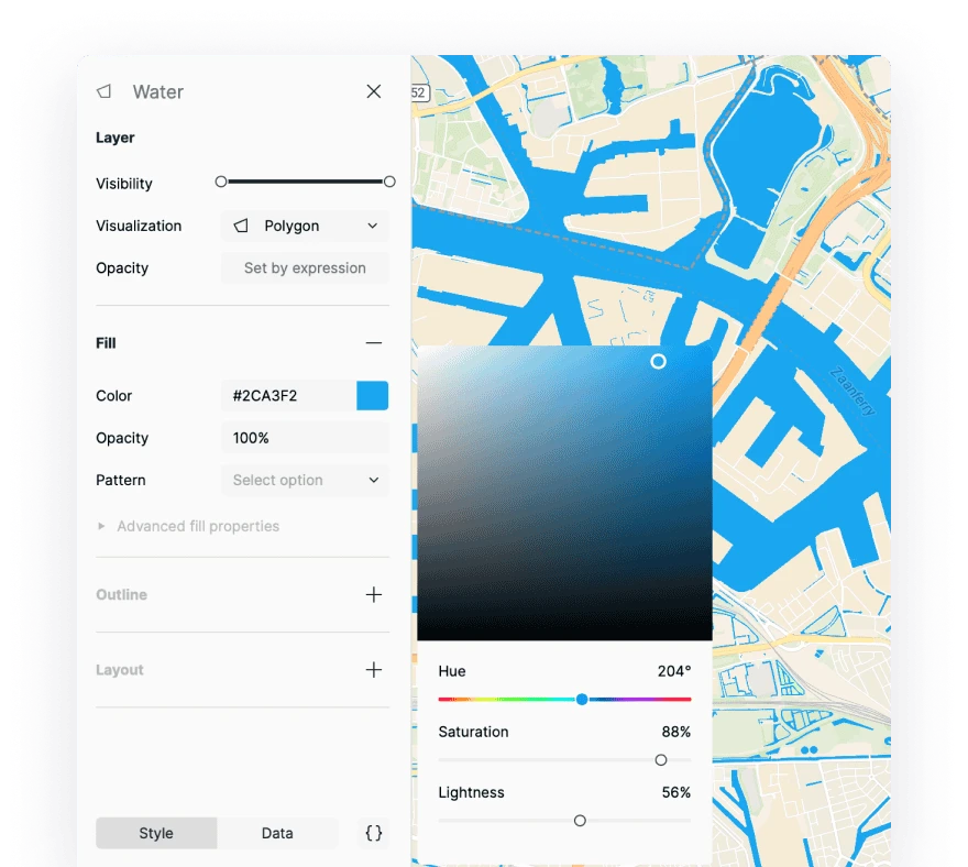 MapTiler Cloud customize colour change