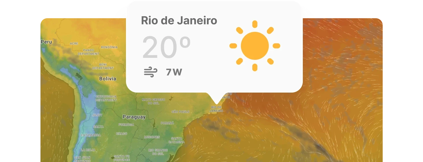 Weather shown by developer of maps