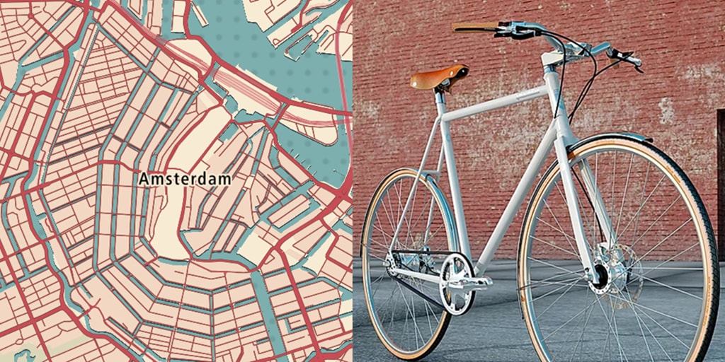 Map of Amsterdam designed from a photography