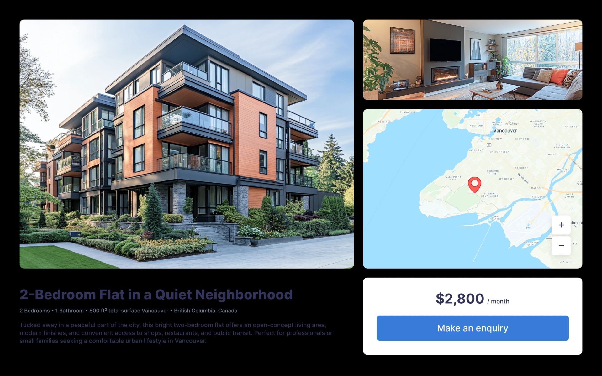 Property Advert with a MapTiler Map