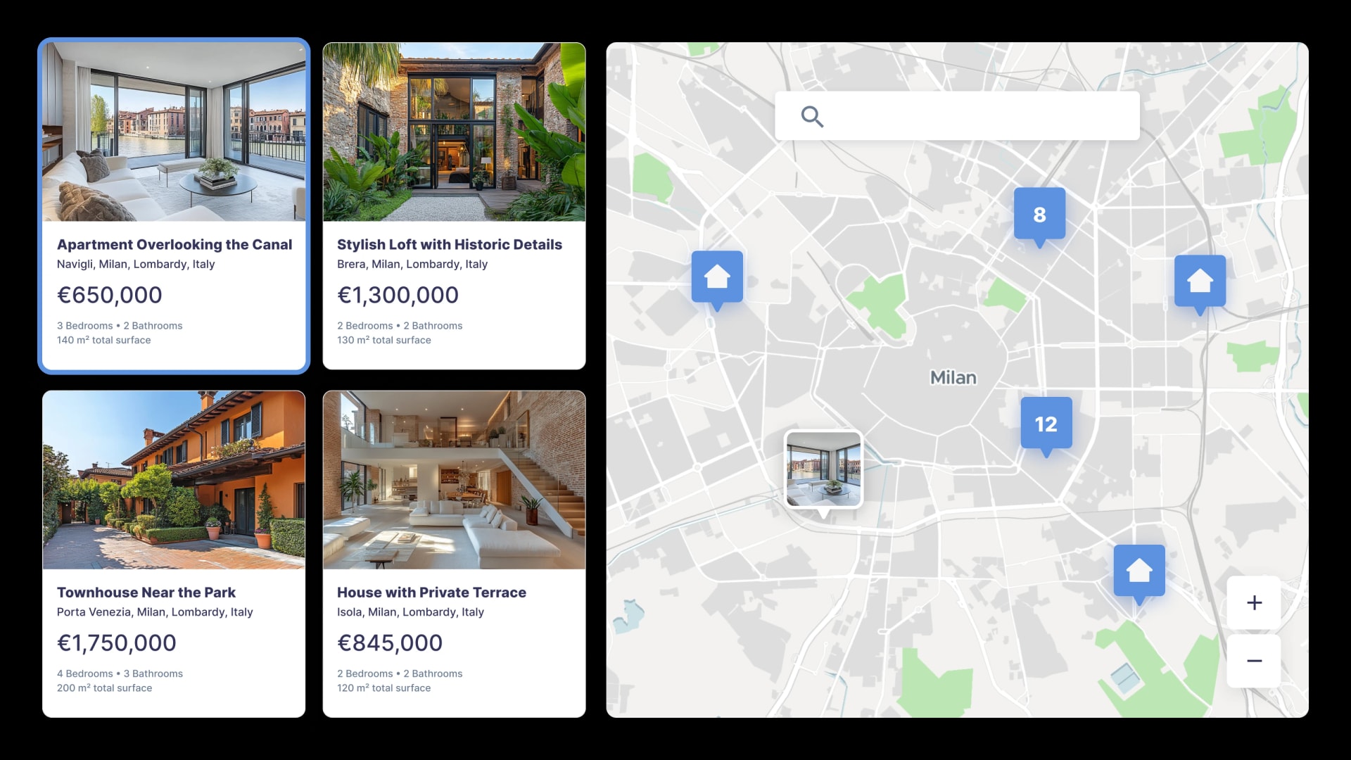 Property website example with MapTiler