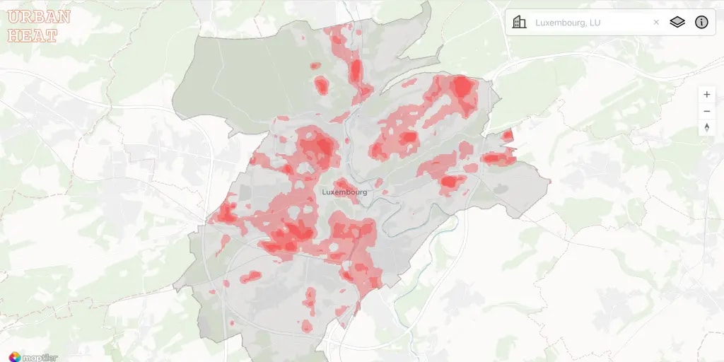 Urban heat map in cities
