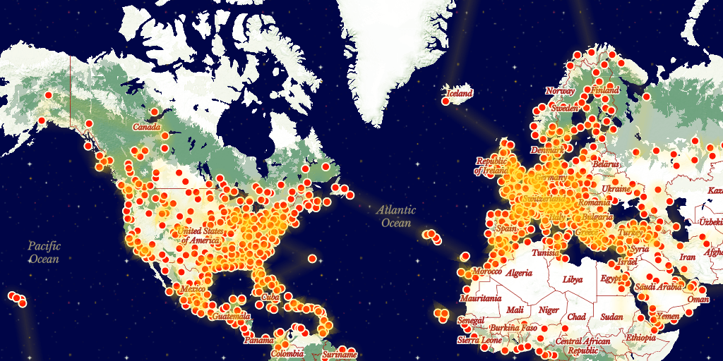 Christmas map with Santa Claus 