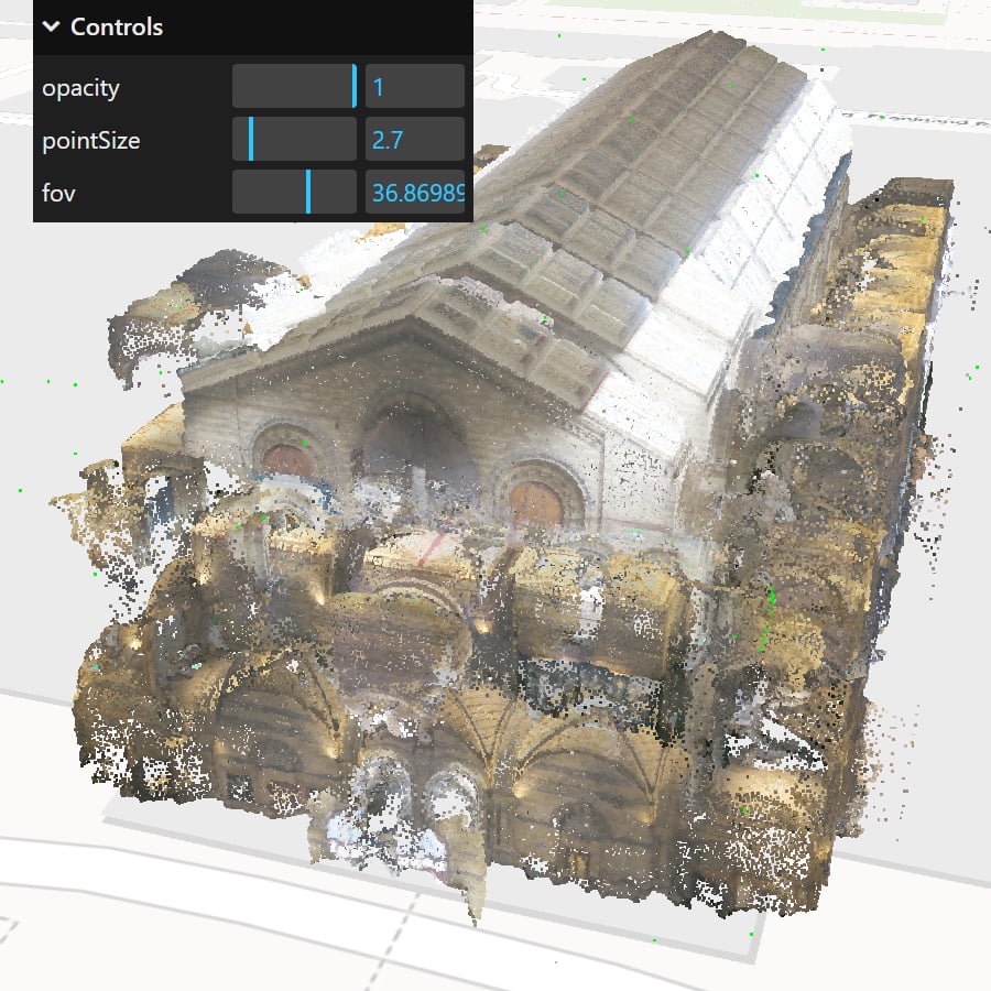 Add a 3D point cloud of a building to a map