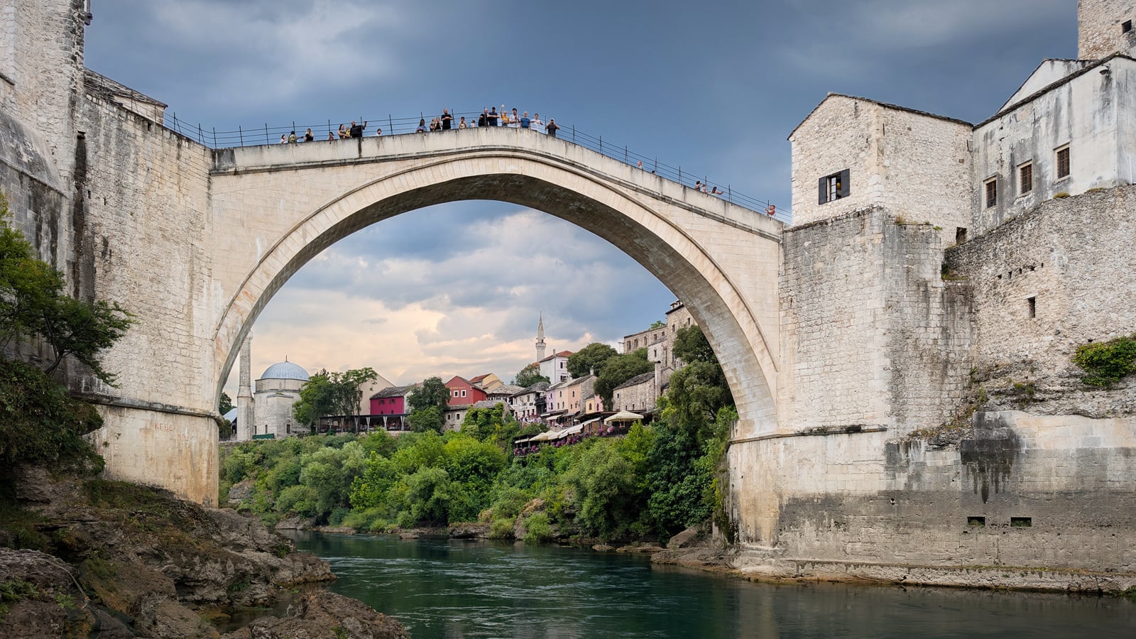 MapTiler Team on the Mostar Bridge 2025