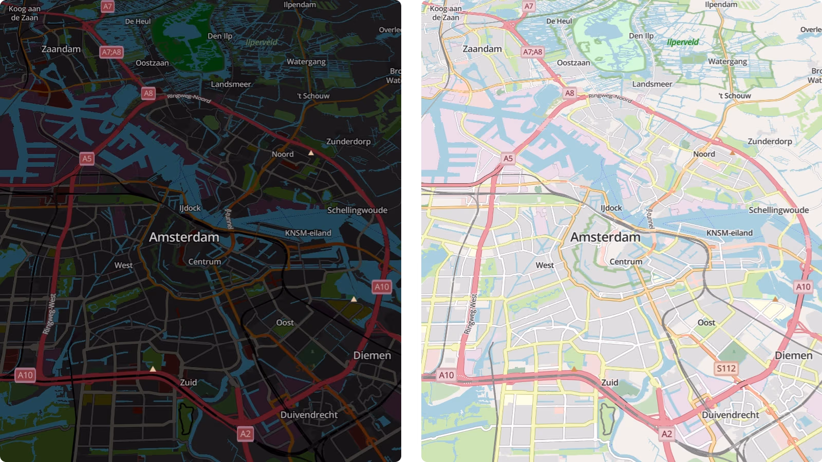 OpenStreetMap dark style