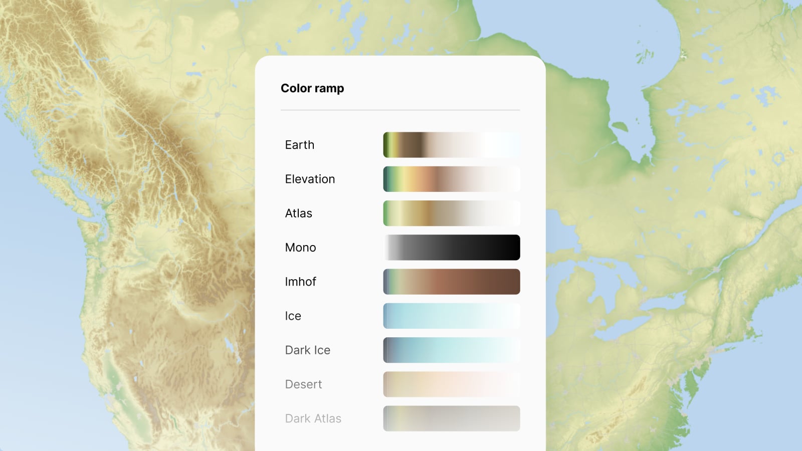 Color ramps for color relief maps