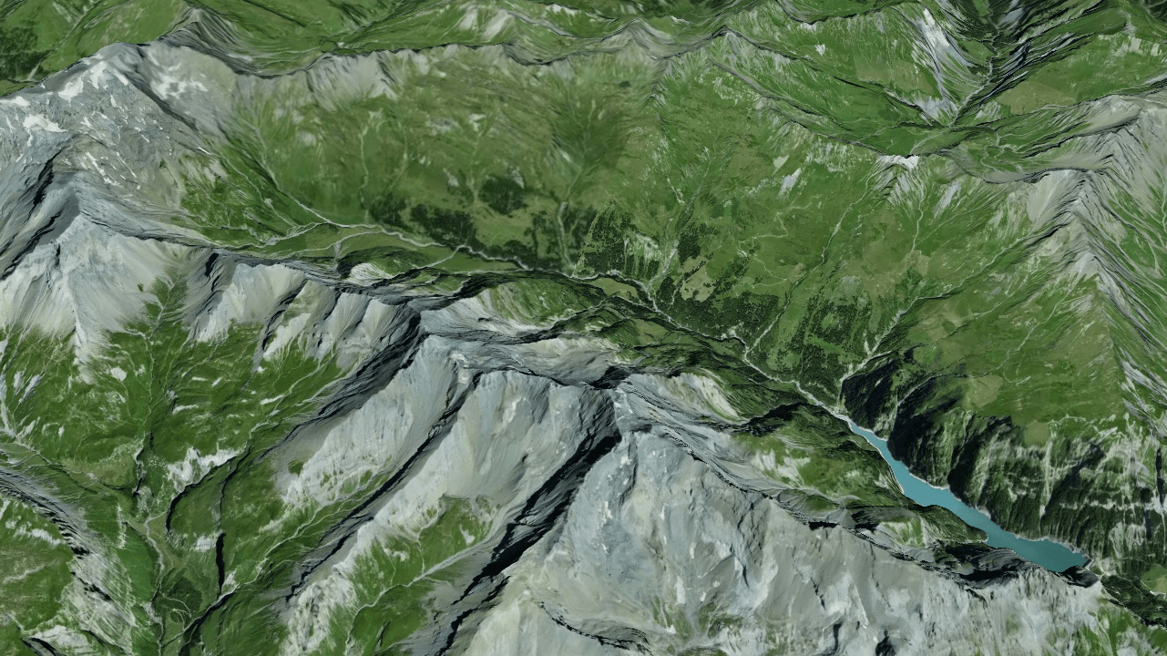 Hiking map with satellite background