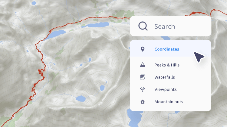 Search & geocoding on a hiking map