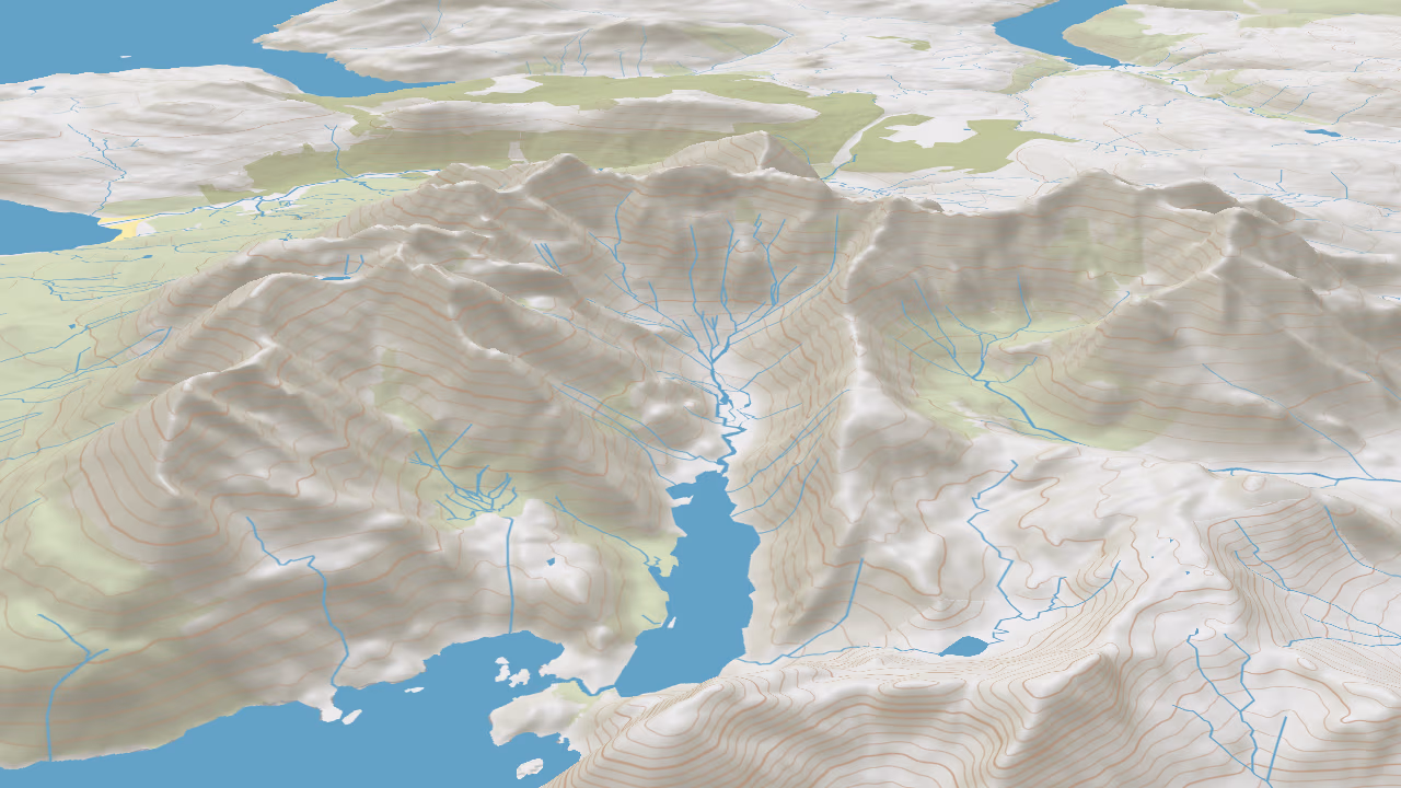 Contour lines on high mountains