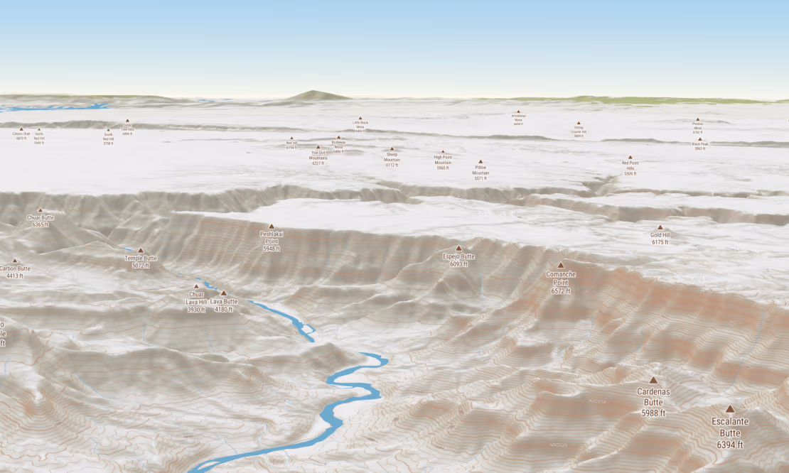 Topo map with vector tiles in 3D