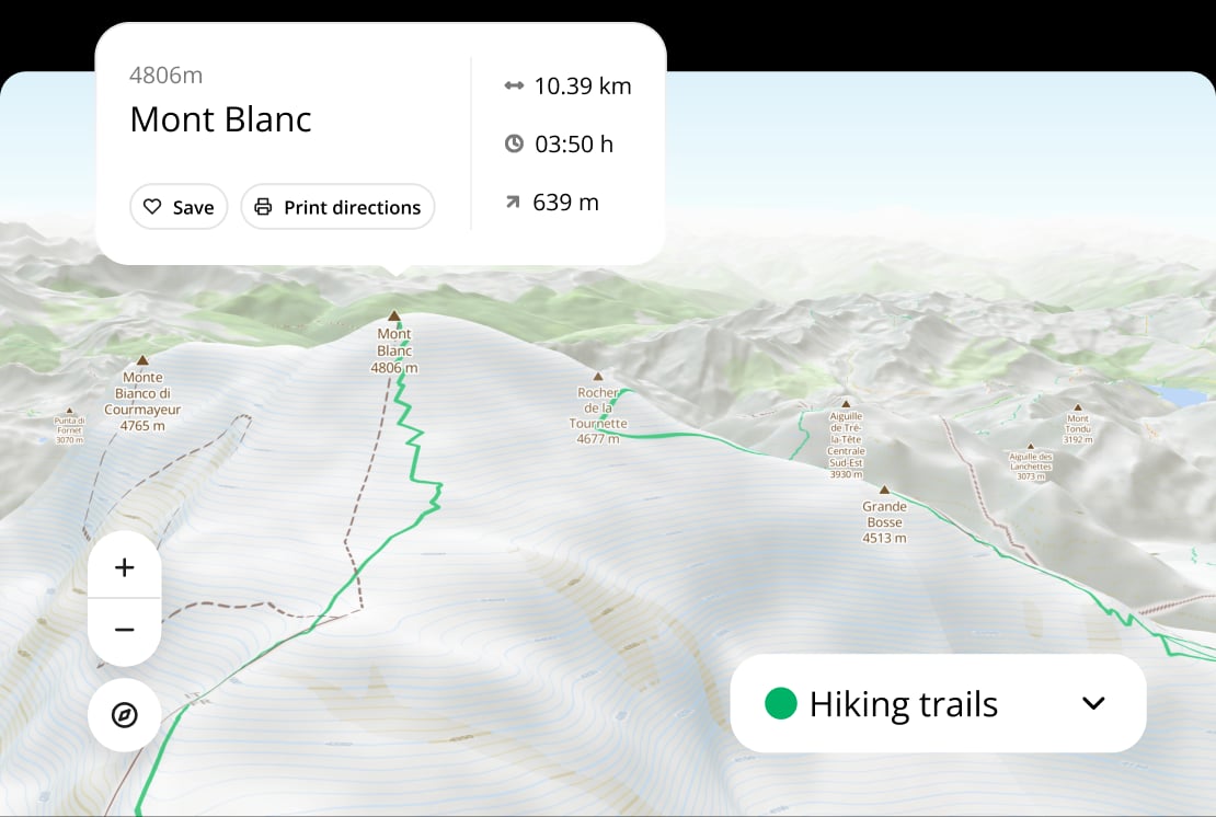 Map visualizing hiking trail
