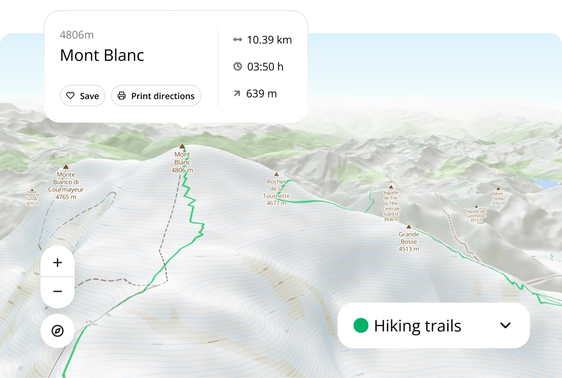 Map visualizing hiking trail