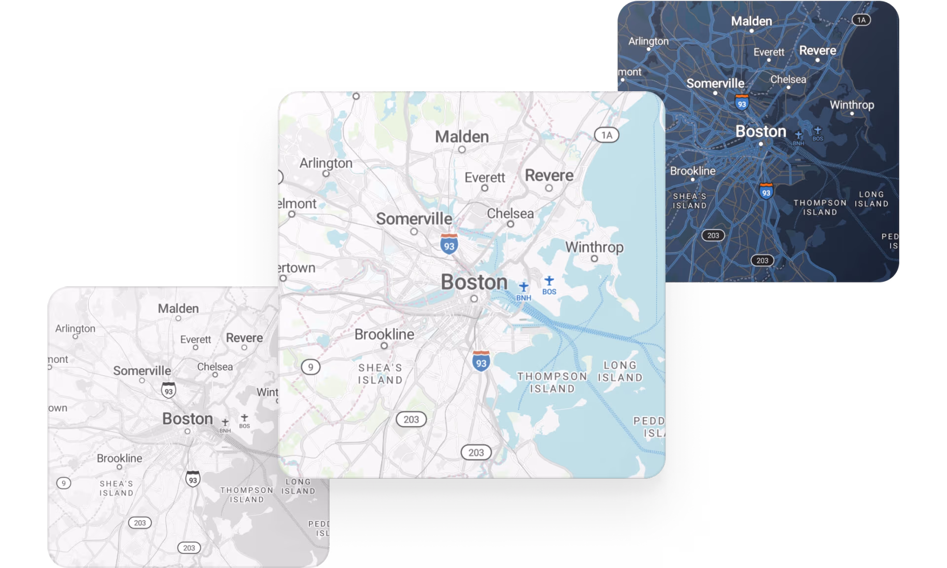 Multiple map styles for navigation