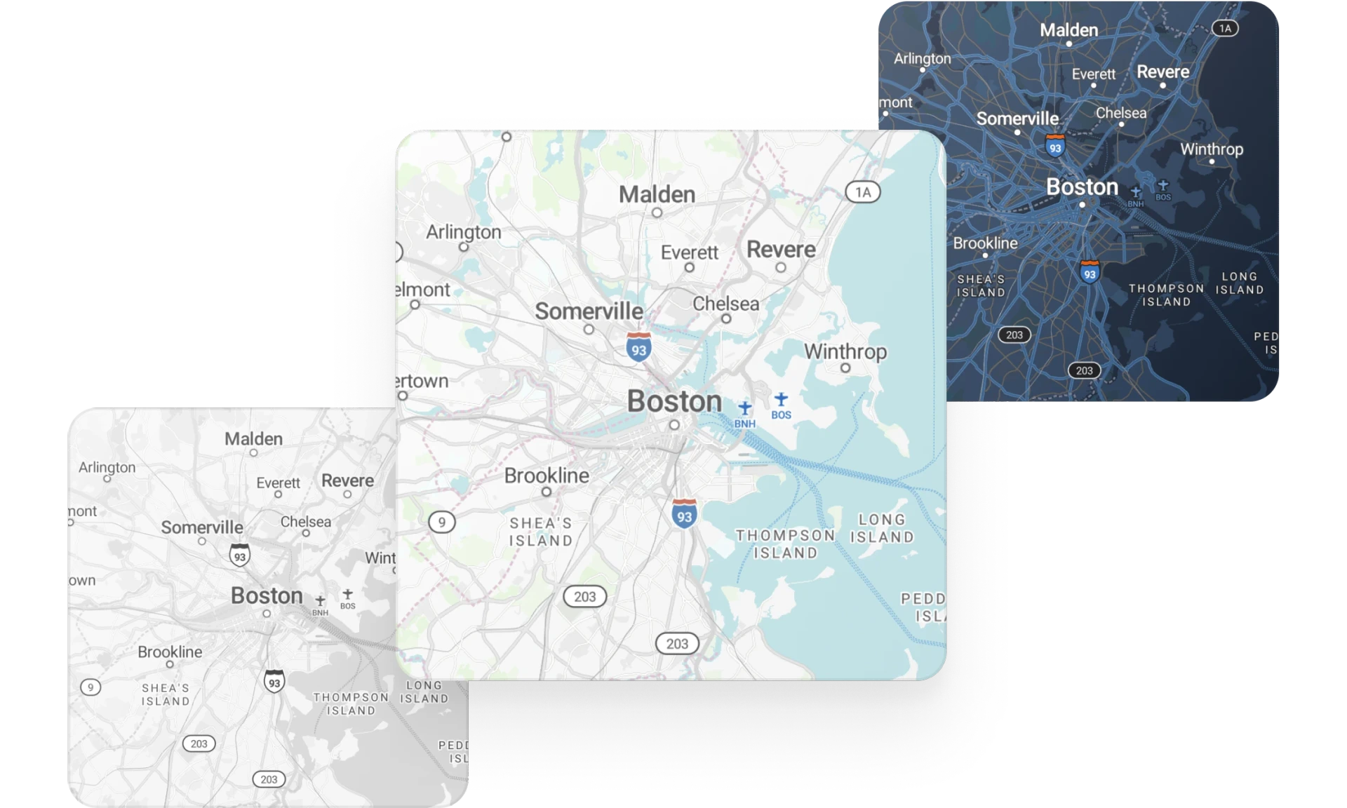 Multiple map styles for navigation