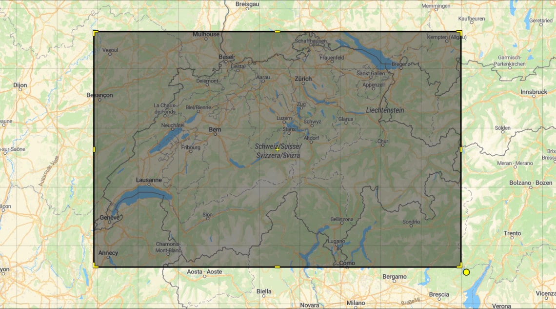 bounding box defining boundaries of a map