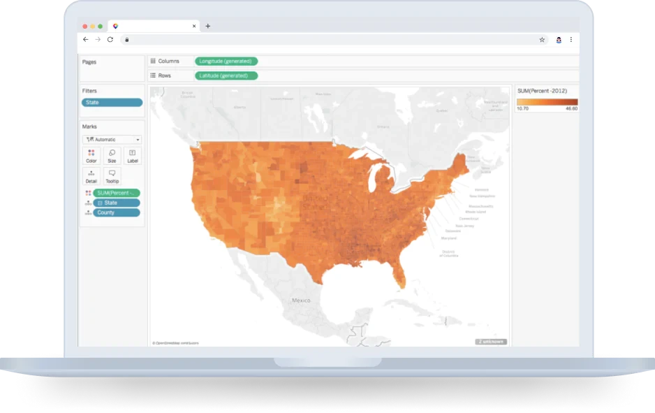 Tableau software with a custom map