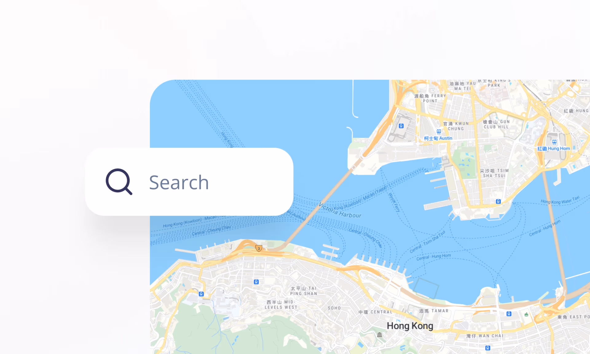 Map with multiple languages and search
