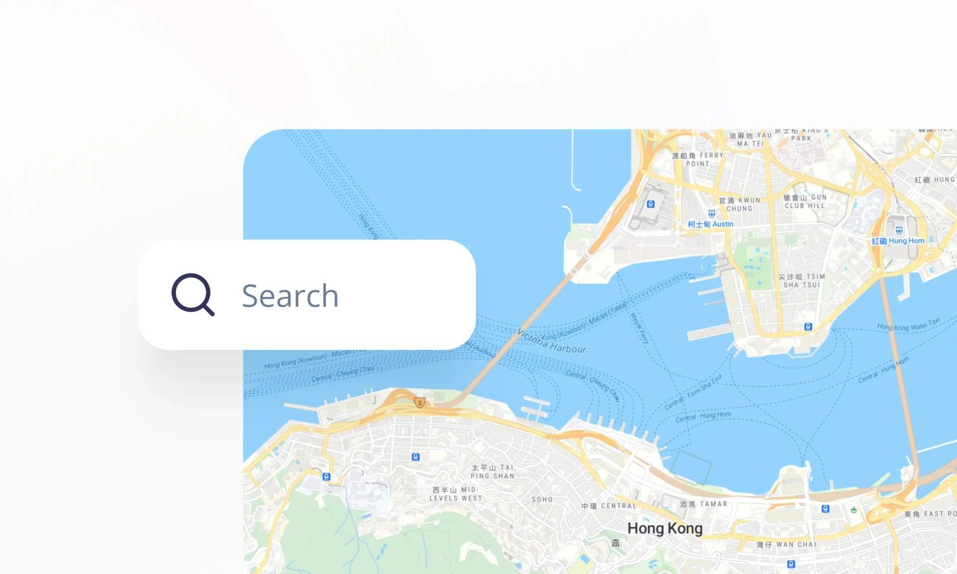 Map with multiple languages and search