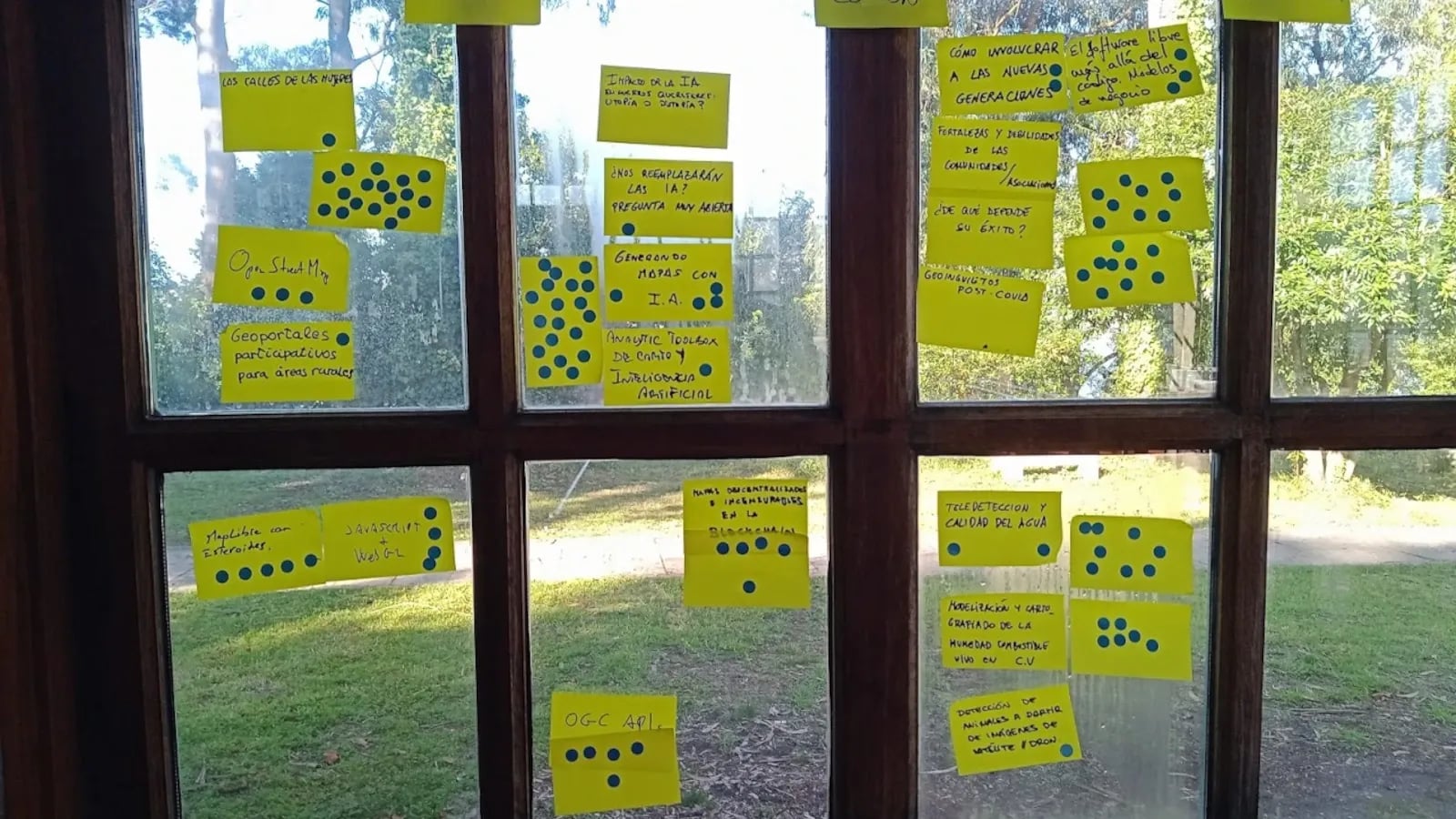 Grid of the most voted topics of the conference on post-it