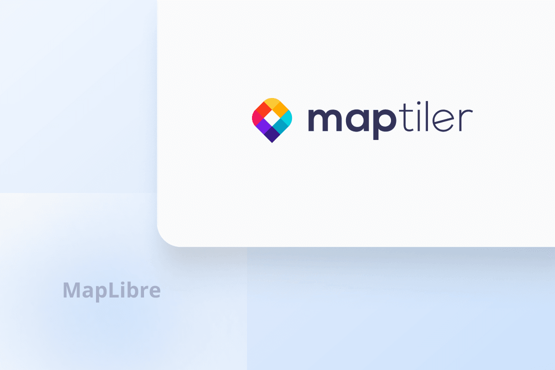 MapTiler logo layered above MapLibre logo for enterprise mapping platform