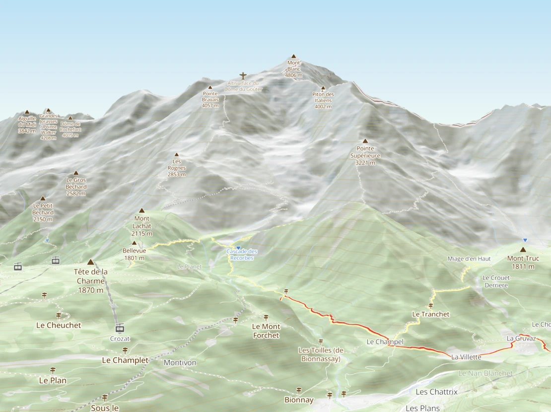 3D map with hiking trails