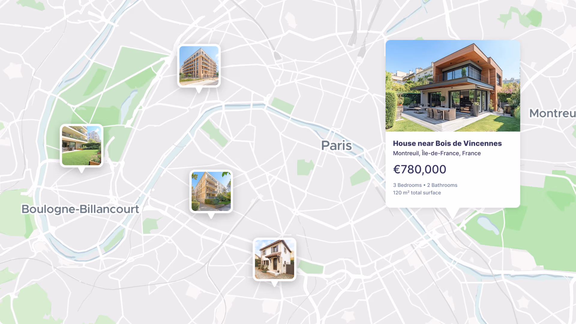 Pop-ups on a property search map