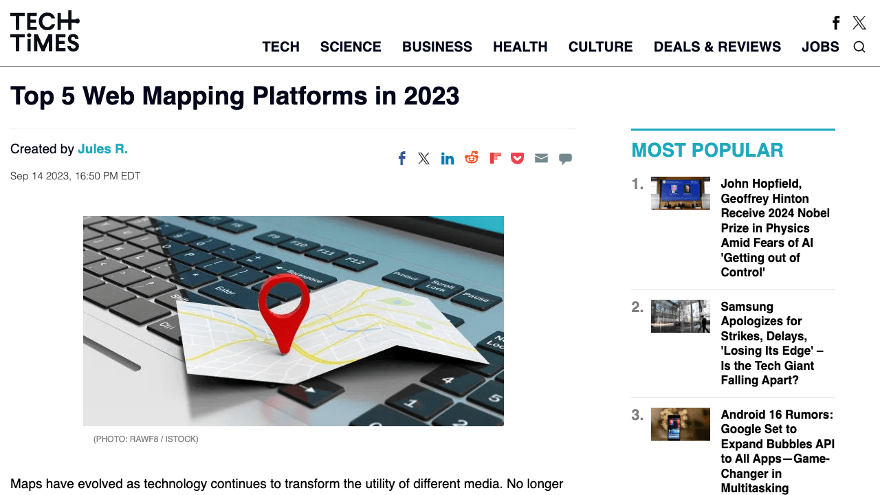 MapTiler in TechTimes