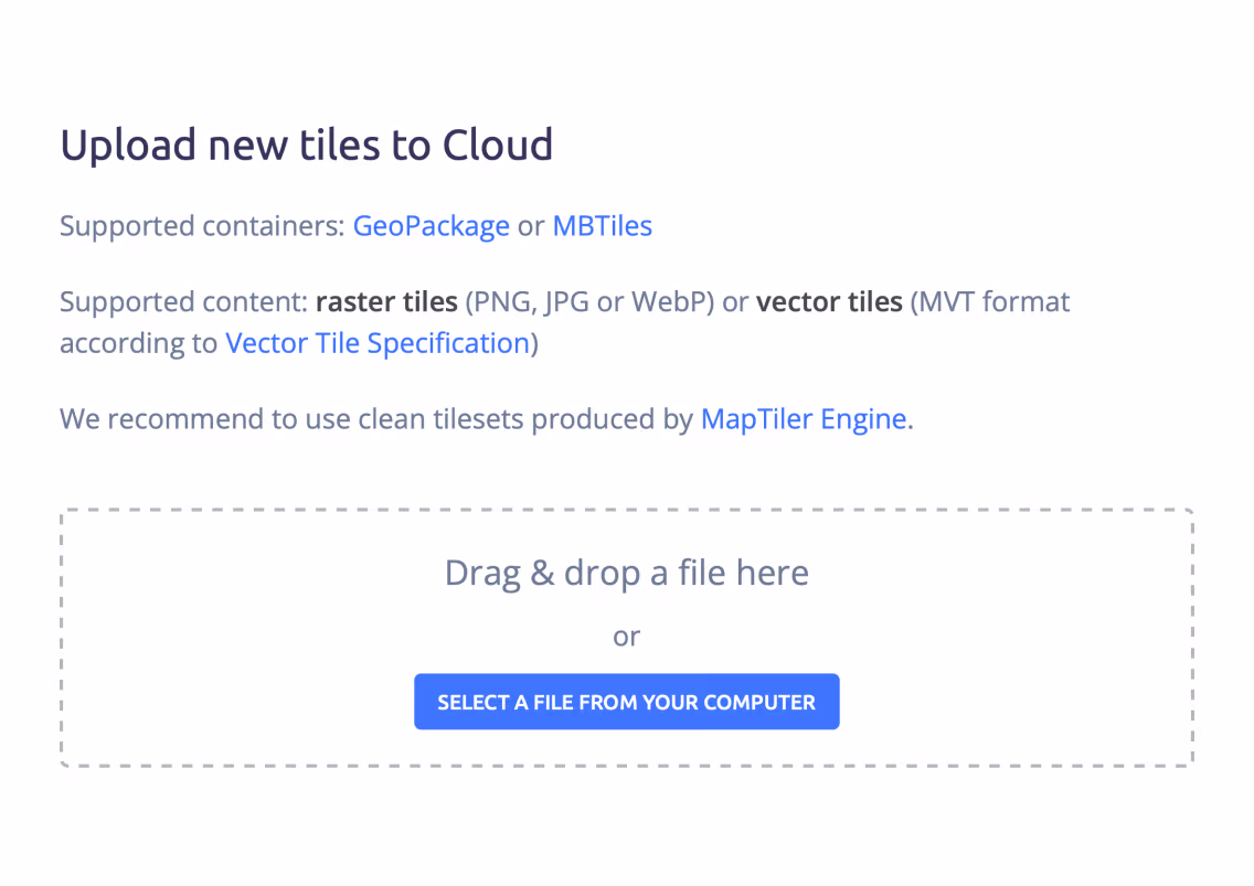 Upload geodata to cloud hosting